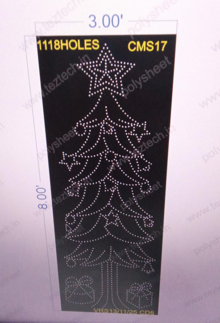 CMS17 CHRITMAS TREE &amp; GIFTS 1 PART 3X8 FEET 1118 HOLES