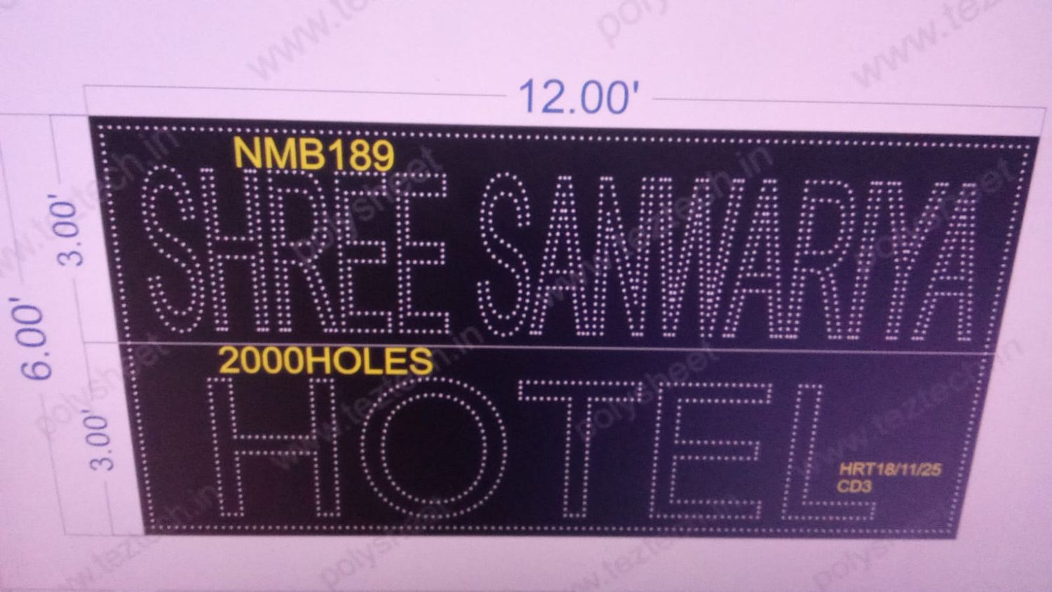 NMB189  NAME BOARD 6X12  FEET 2000 HOLES (2 PARTS)