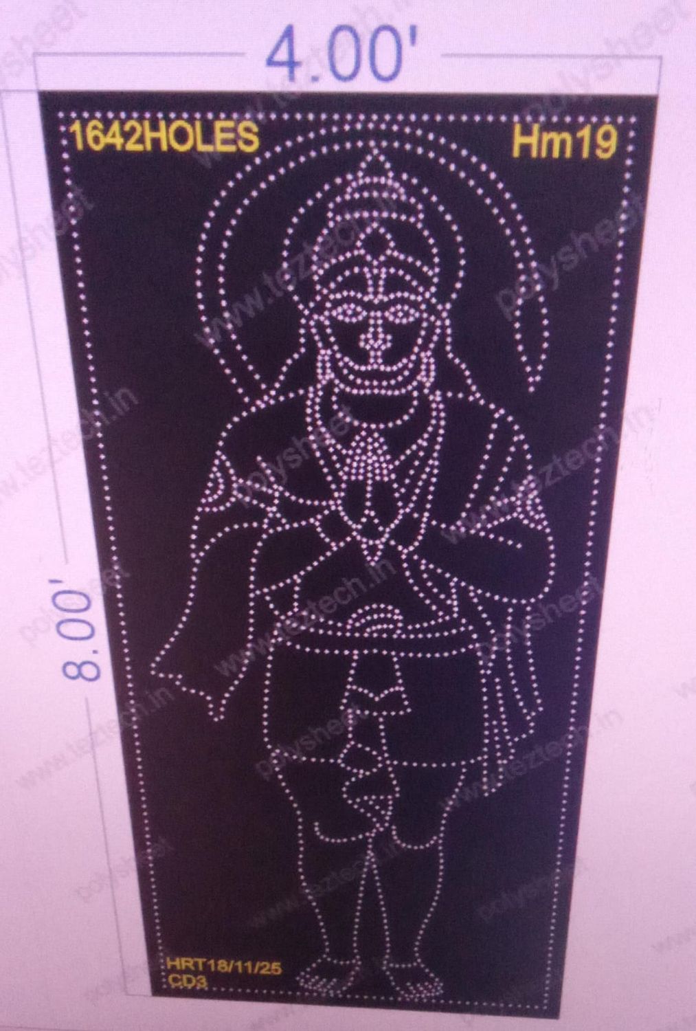 HM19  HANUMANJI 8X4FEET 1642 HOLES