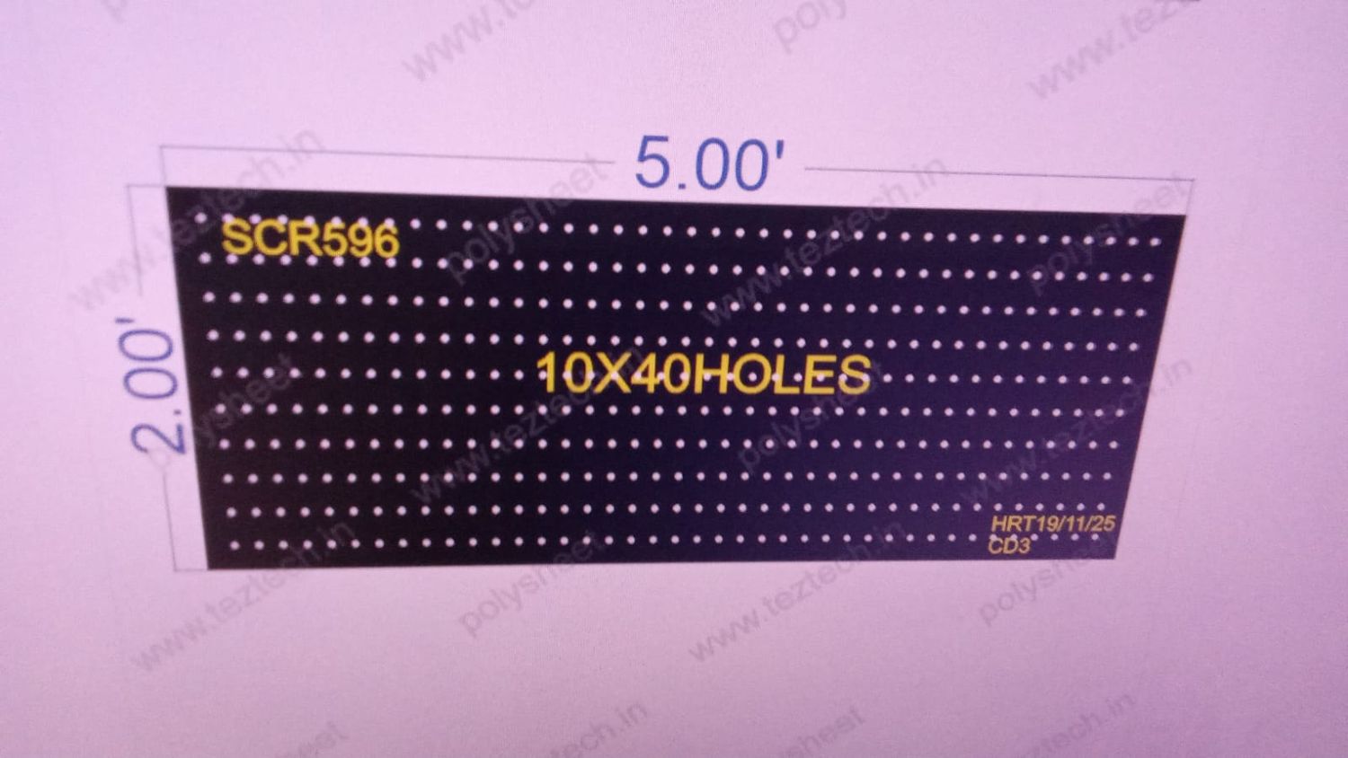 SCR596  2X5  FEET  10X40 HOLES SCREEN TOTAL HOLES=400