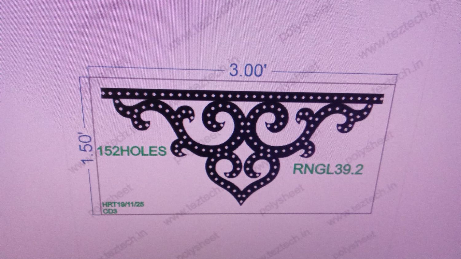 RNGL39.2  RANGOLI 1 PART 1.5X3 FEET 152  HOLES