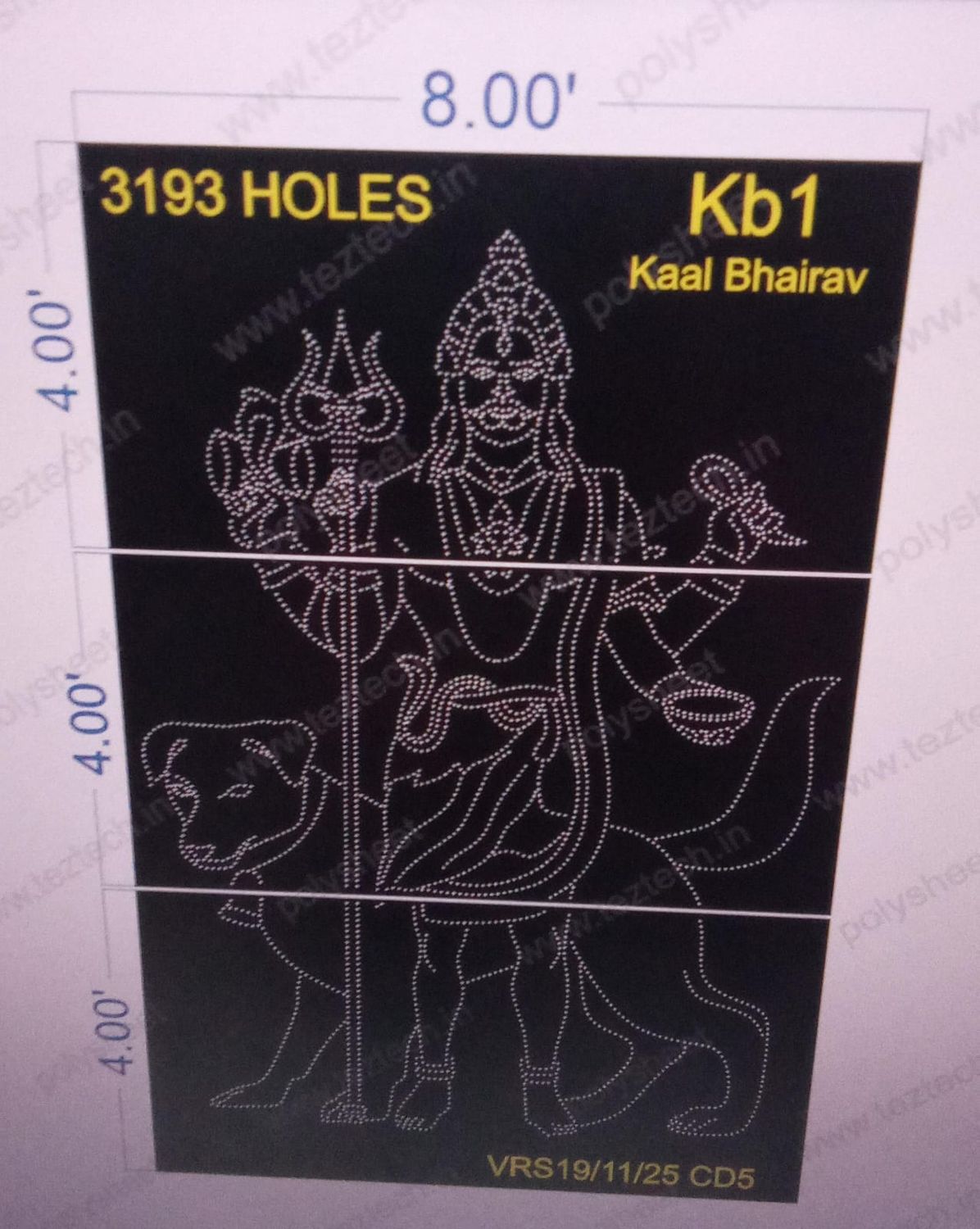 KB1  Kaal Bhairav  3 PARTS 12X8 FEET 3193 HOLES