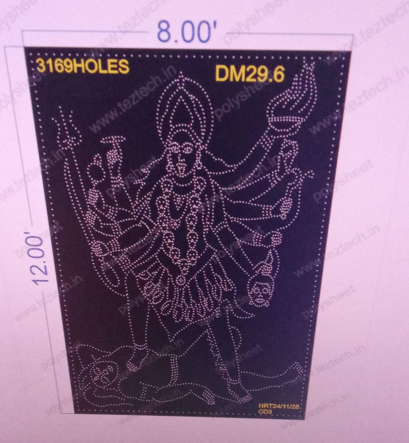 DM29.6  KALI MATA  12X8 FEET 3169  HOLES  (3 PARTS)
