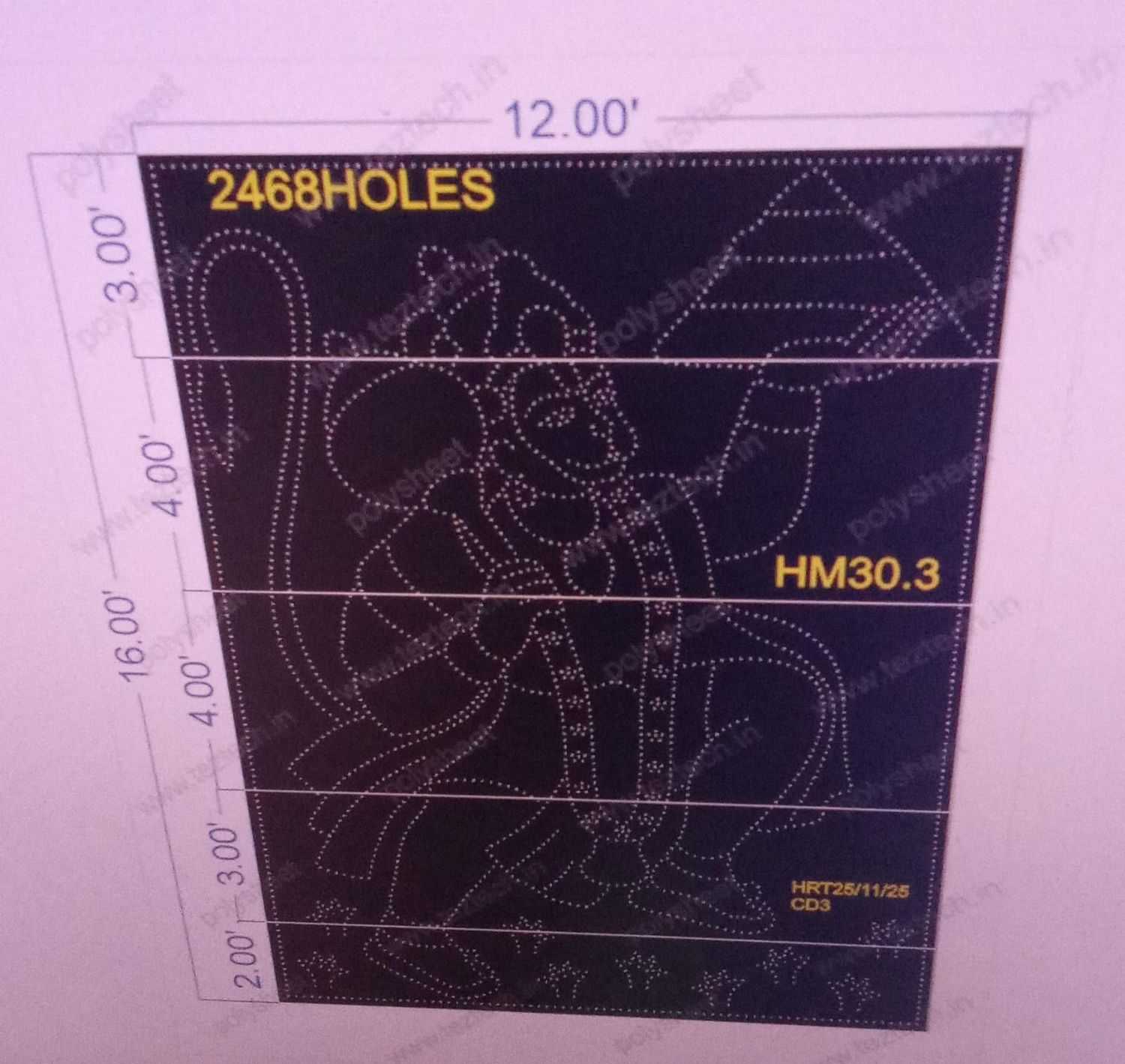 HM30.3  HANUMANJI 16X12 FEET 2468 HOLES (5 PARTS)