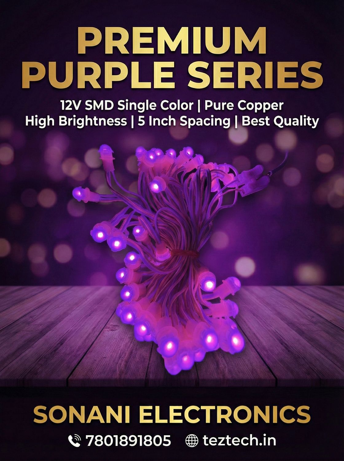 (SCP59) PURPLE 5 INCH 12V 9MM SMD SIRIES