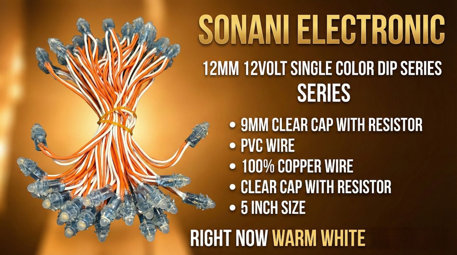 (SCP63) 9MM  12V 5 INCH CLEAR CAP WARM WHITE SERIES