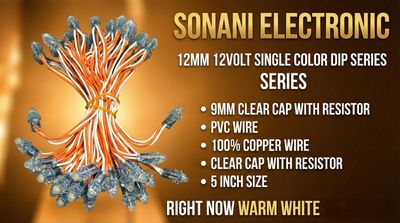 (SCP63) 9MM  12V 5 INCH CLEAR CAP WARM WHITE SERIES