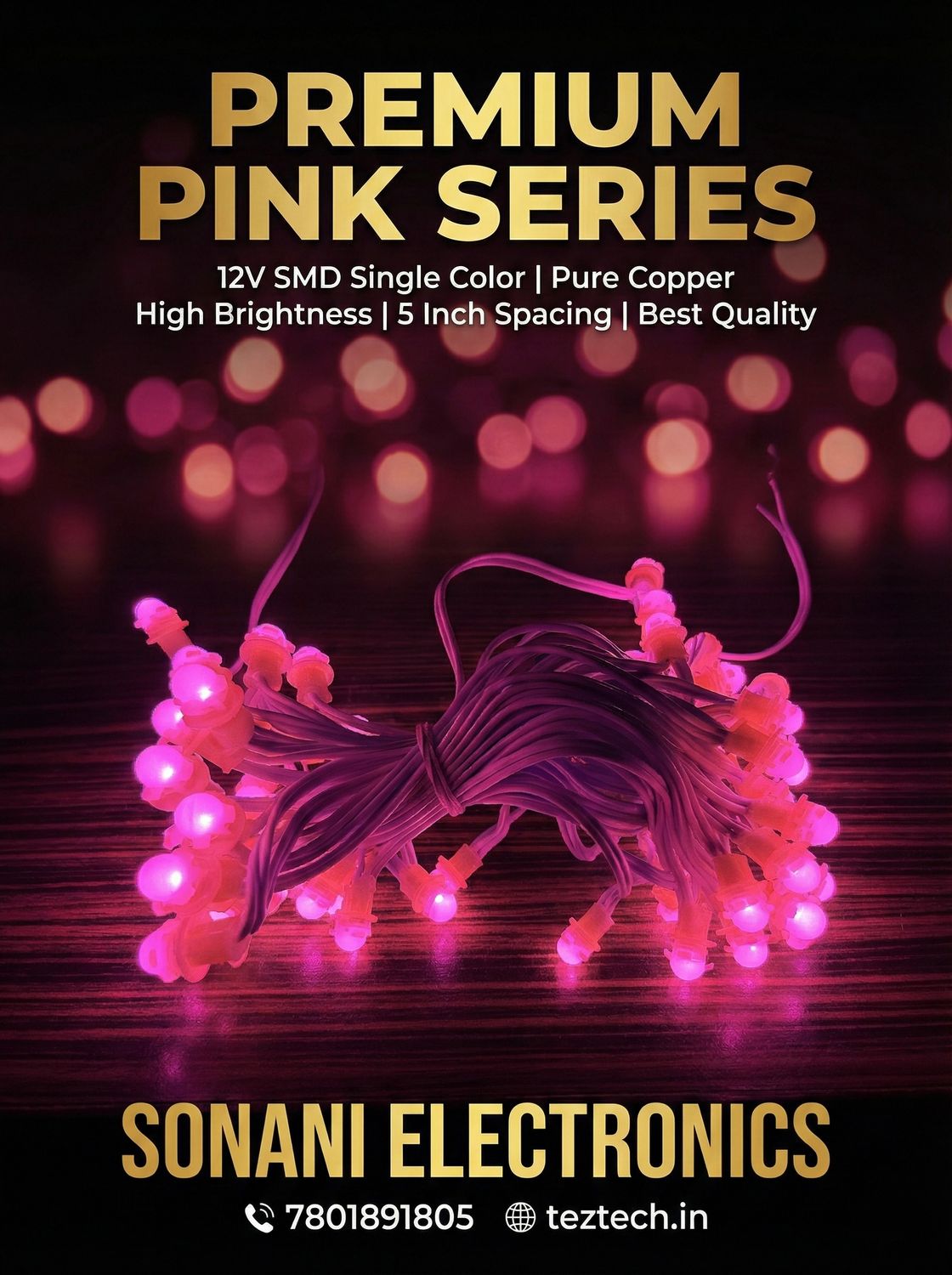 (SCP46) 12V 5 INCH SMD SERIES PINK (COPPER WIRE)