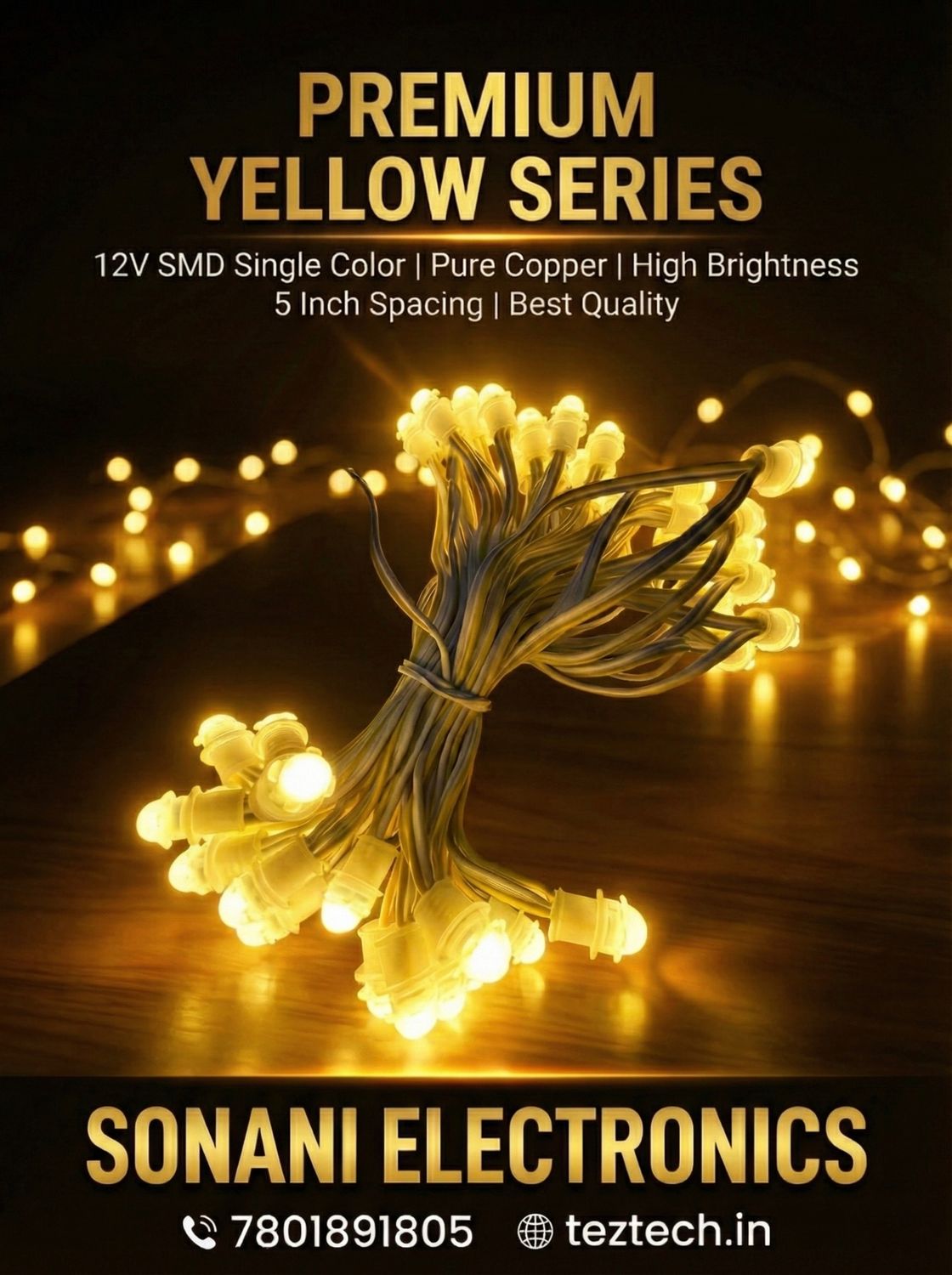 (SCP45) 12V 5 INCH SMD SERIES YELLOW (COPPER WIRE)