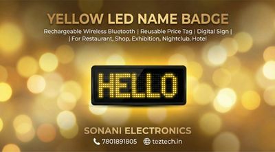 (LNB4) YELLOW LED NAME BADGE BLUETOOTH