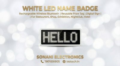 (LNB8)WHITE LED NAME BADGE BLUETOOTH