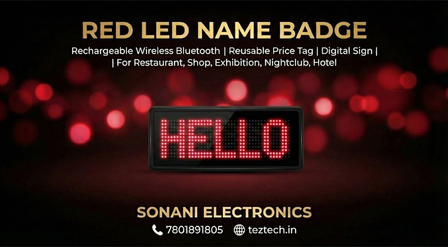 (LNB6) RED LED NAME BADGE BLUETOOTH