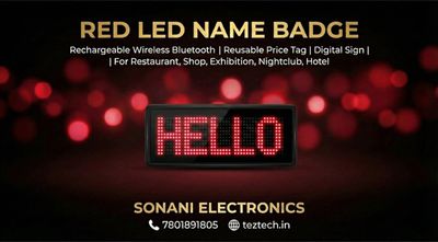 (LNB6) RED LED NAME BADGE BLUETOOTH