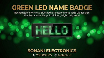 (LNB7)GREEN LED NAME BADGE BLUETOOTH