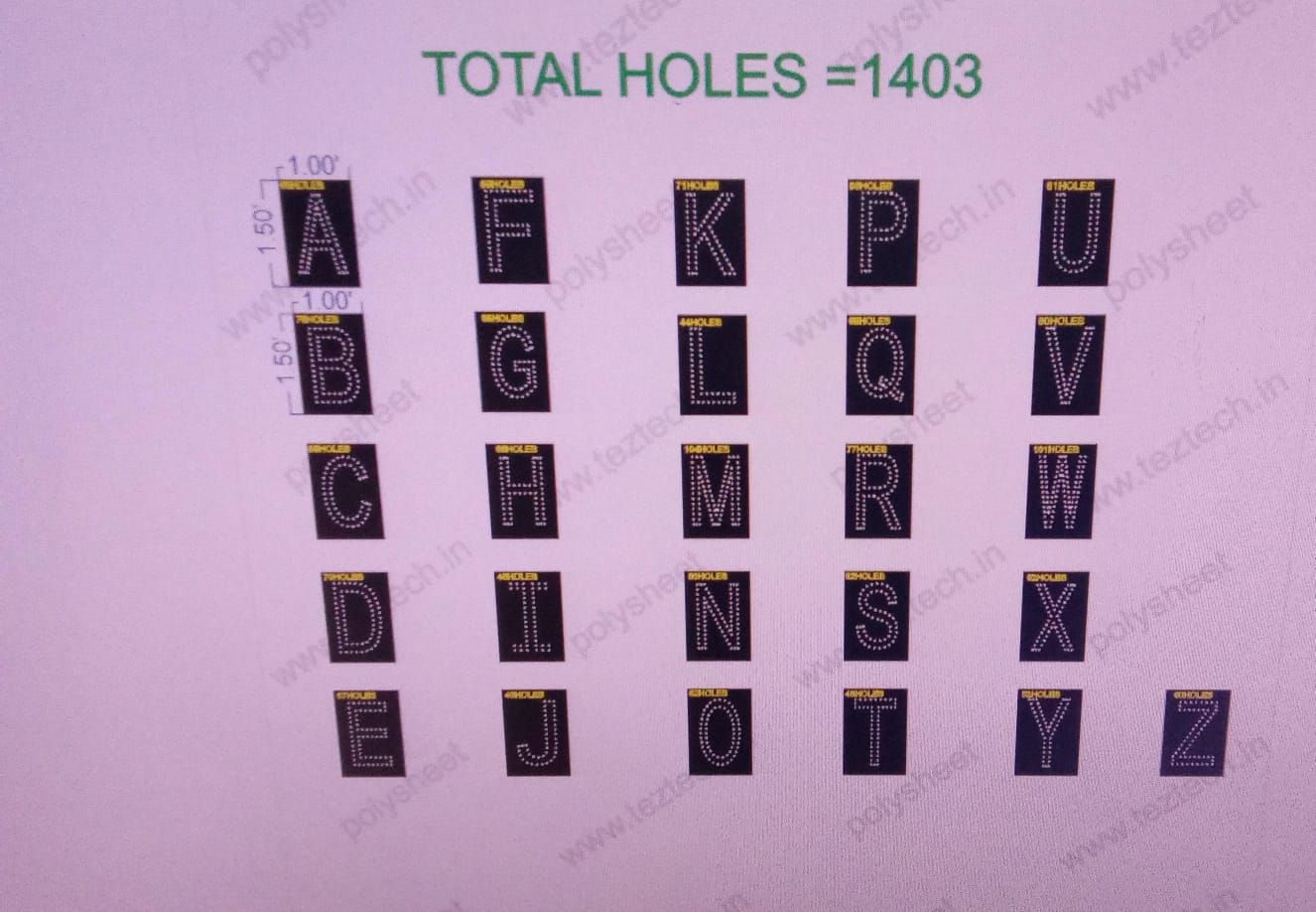 A TO Z  ALPHABET 1.5X1   FEET 1403  HOLES