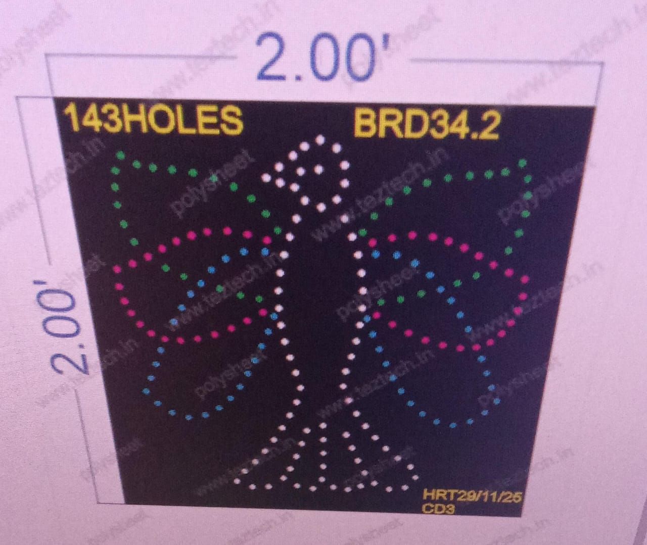 BRD34.2  PARROT BIRD 1 PART 2X2 FEET 143  HOLES