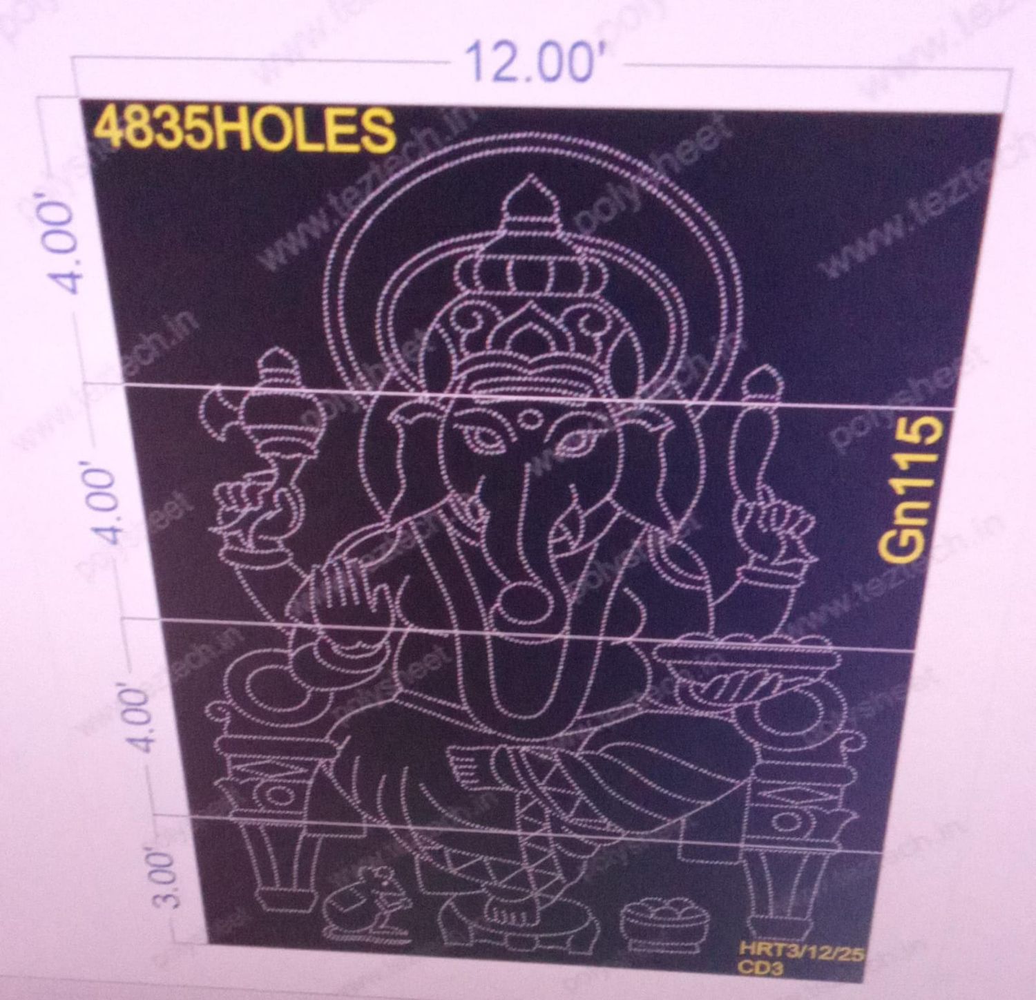 GN115 GANESHJI  15X12 FEET 4835  HOLES ( 4 PARTS)