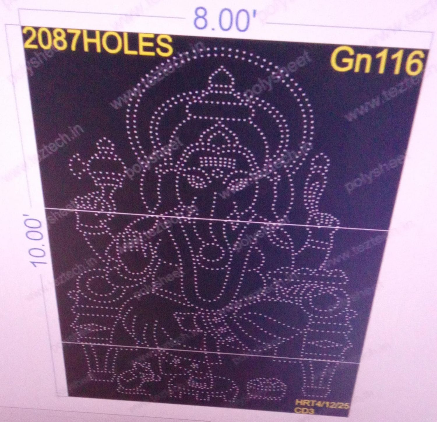 GN116 GANESHJI 10X8 FEET 2087  HOLES ( 3 PARTS)