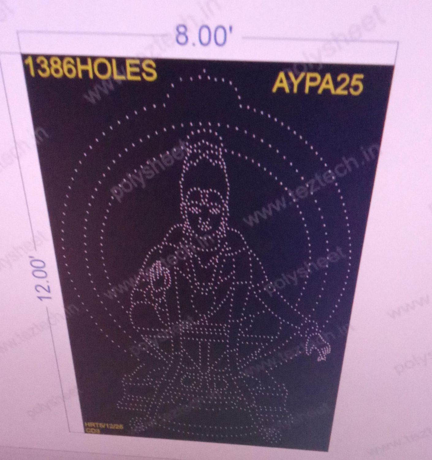 AYPA25  AYPPA  12X8  FEET 1386 HOLES (3PARTS)