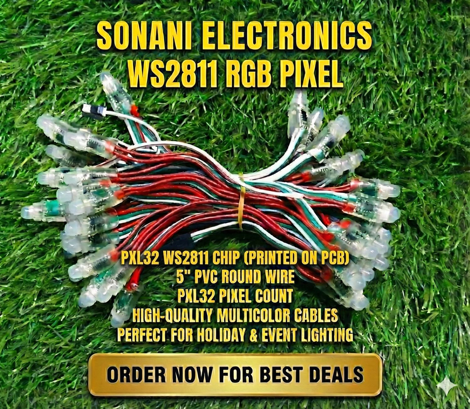 (PXL32) 5" 2811 PVC ROUND WIRE (WS2811 PRINTED ON PCB)