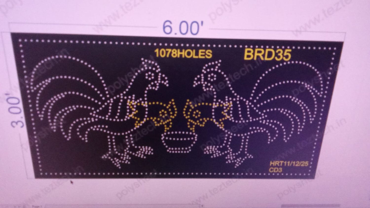 BRD35 HEN BIRD 1 PART 3X6  FEET 1078 HOLES