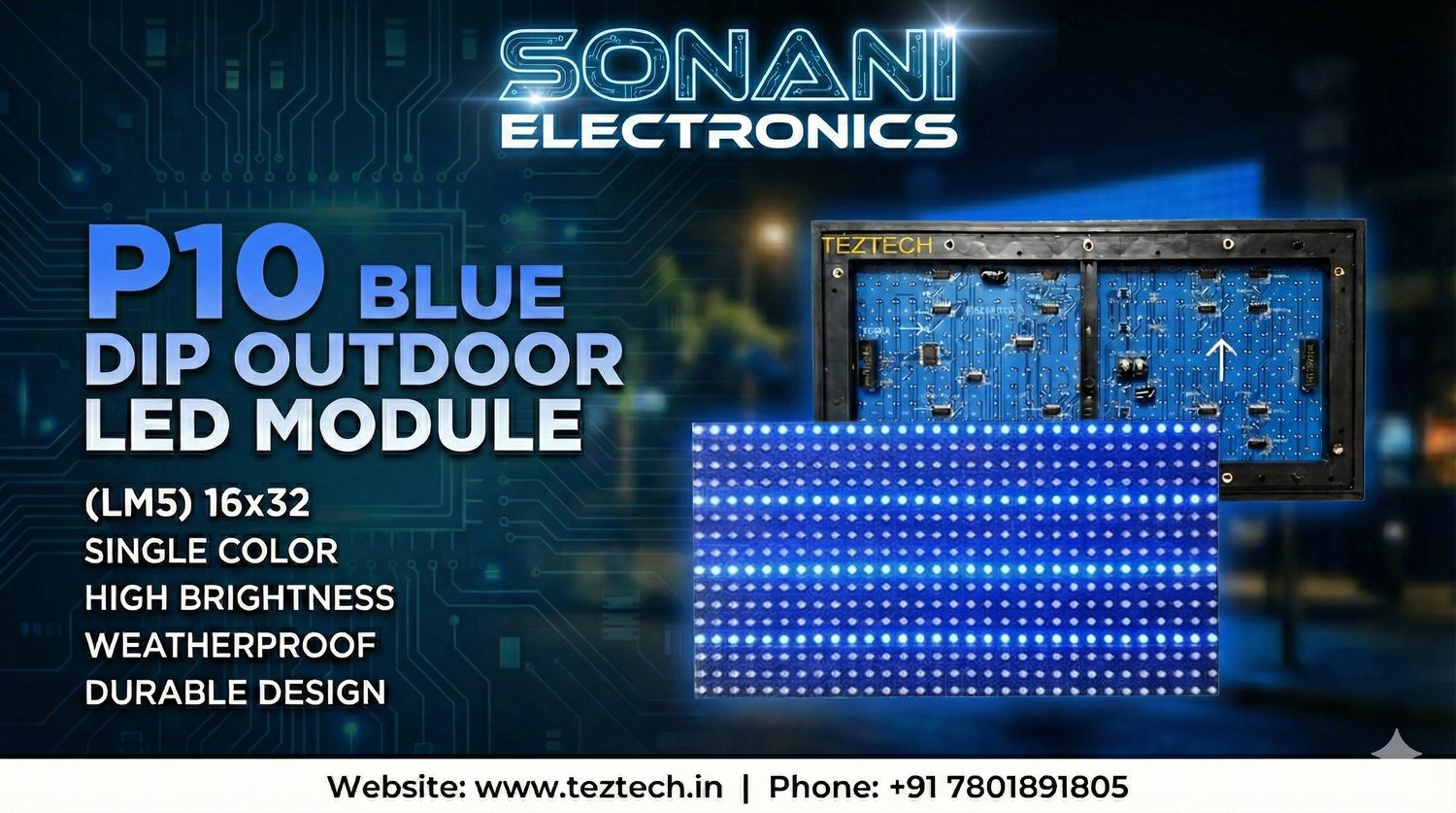 (LM5) P10 BLUE DIP OUTDOOR SINGLE COLOR(16X32)