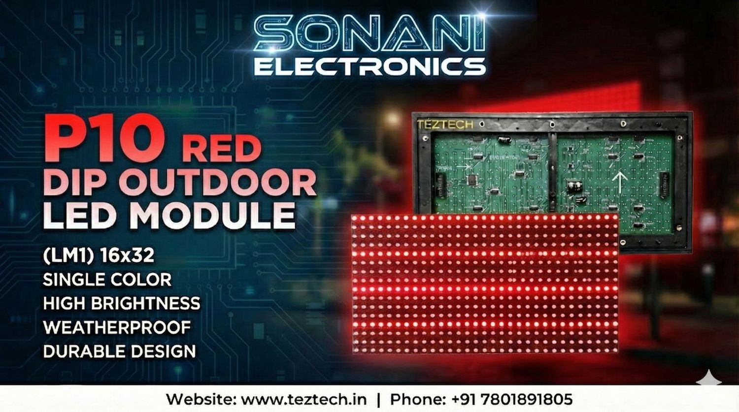 (LM1) P10 RED DIP OUTDOOR SINGLE COLOR(16X32)