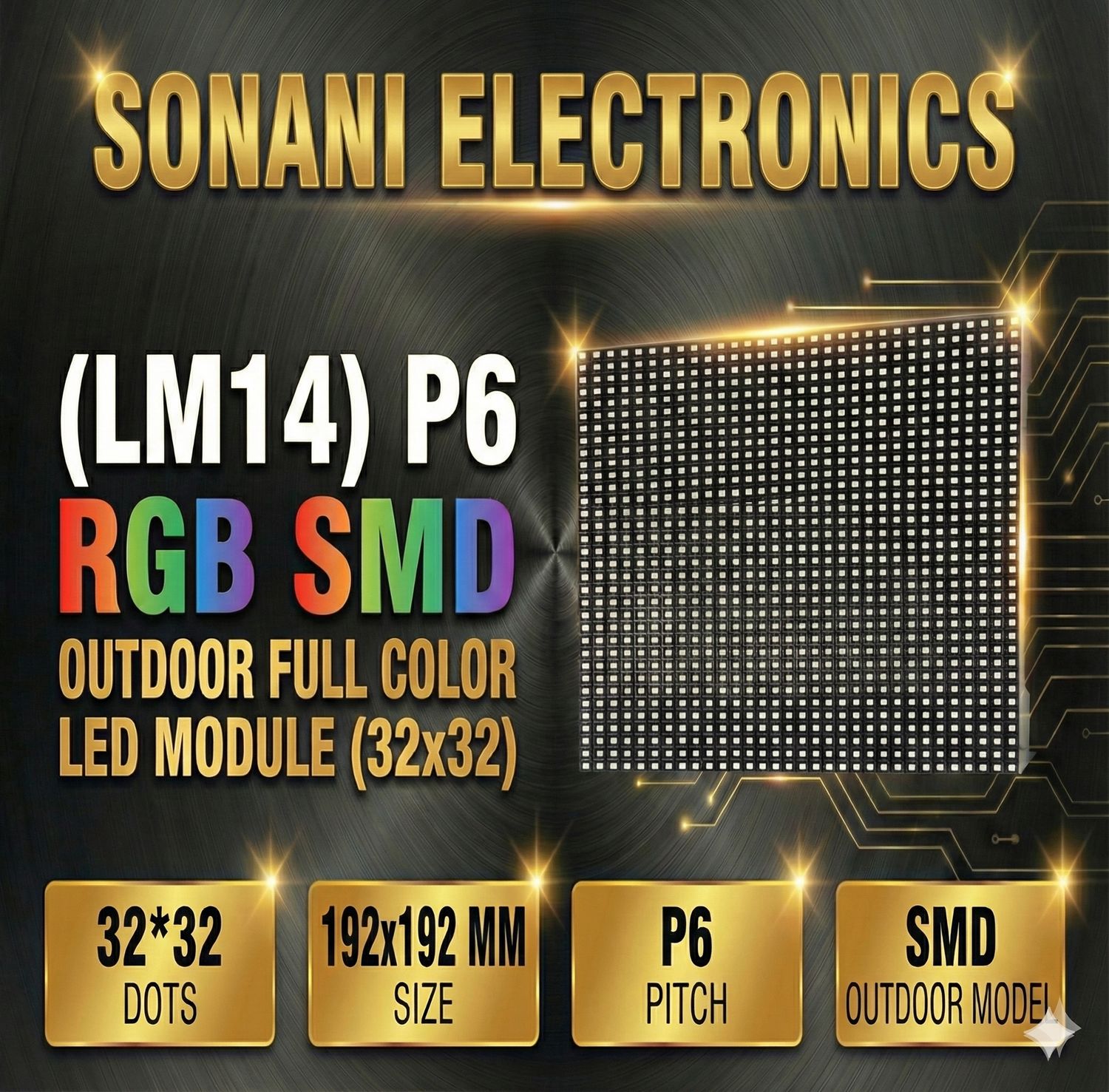 (LM14) P6 RGB OUTDOOR FULL COLOR SMD LED Module(32x32)