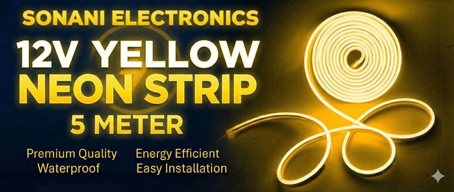 (NNS5) 12V  YELLOW NEON STRIP 5 METER