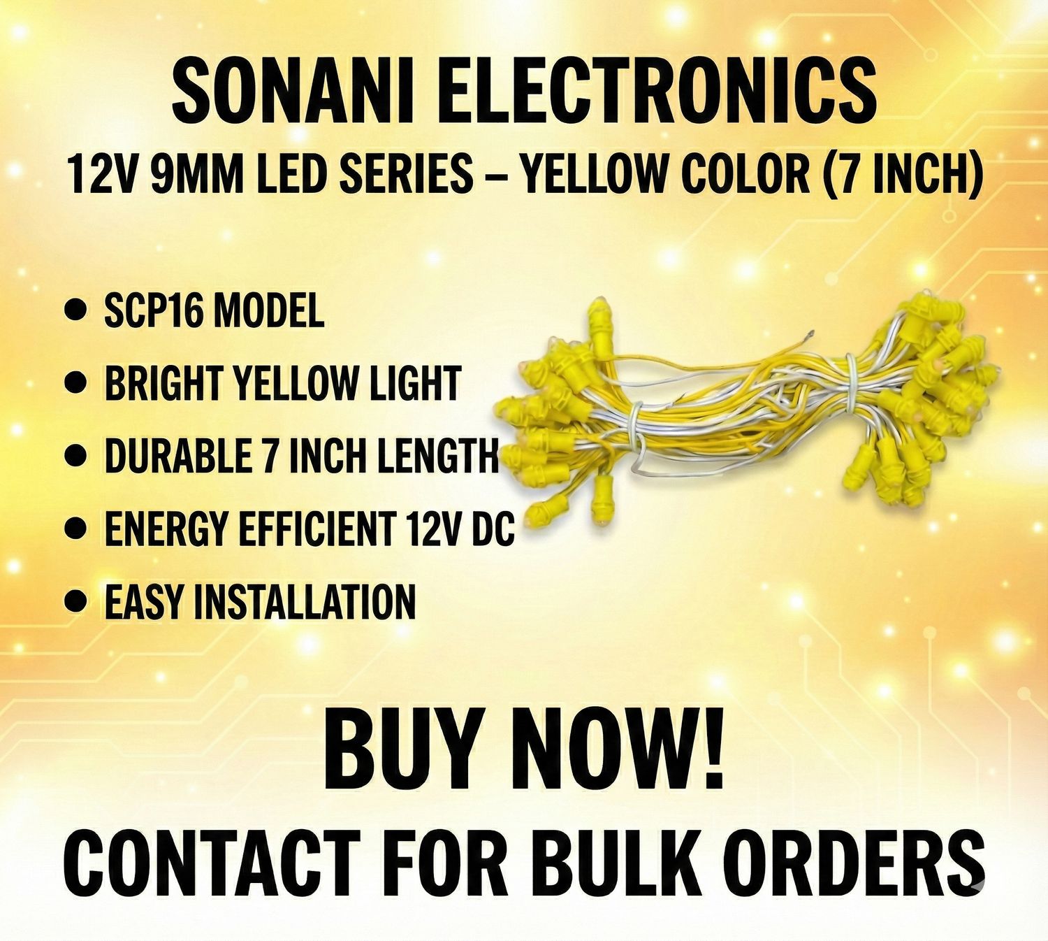 (SCP16) 12V 9MM YELLOW   COLOR 7 INCH LED SERIES
