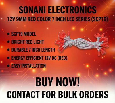 (SCP19) 12V 9MM RED COLOR 7 INCH LED SERIES