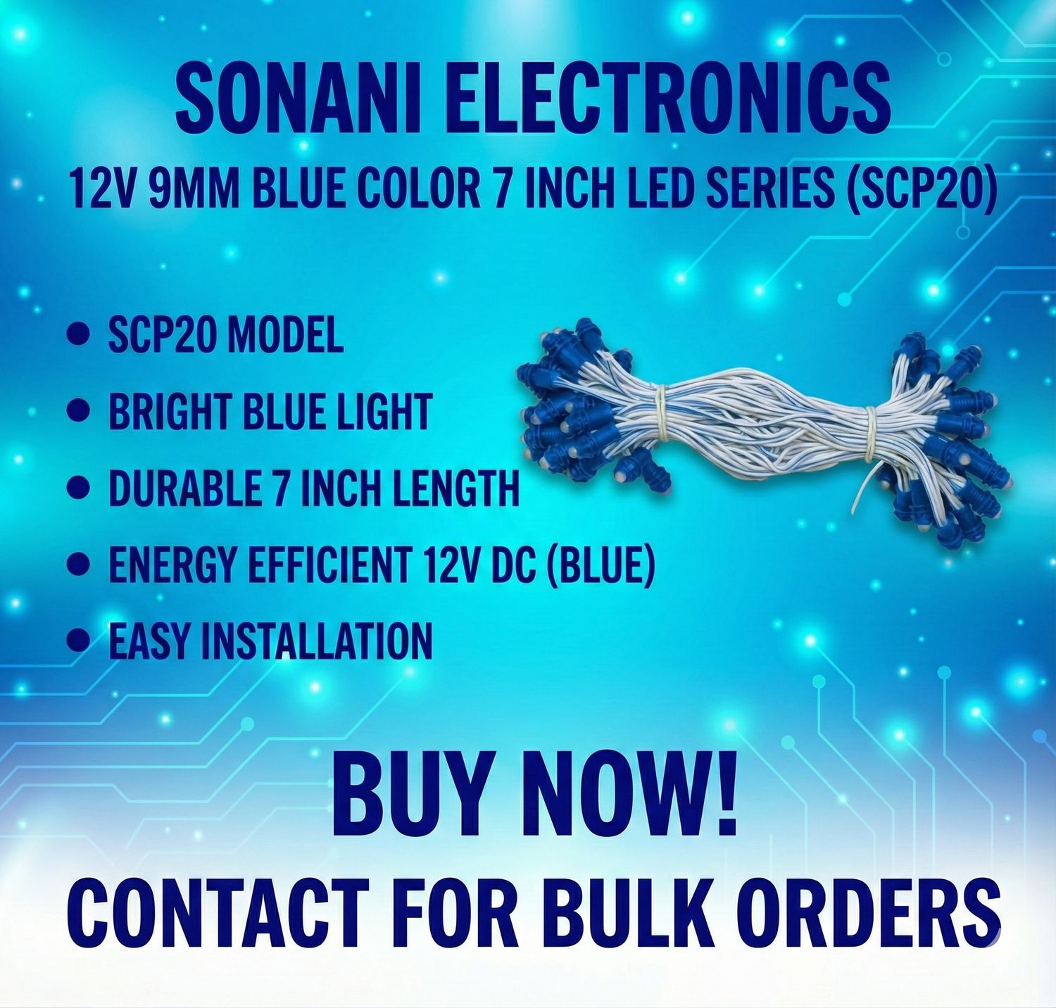 (SCP20) 12V 9MM BLUE  COLOR 7 INCH LED SERIES