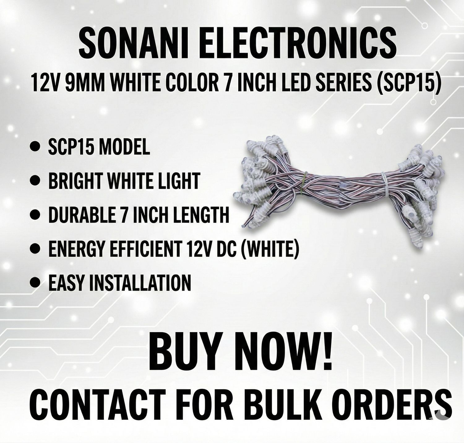 (SCP15) 12V 9MM WHITE  COLOR 7 INCH LED SERIES