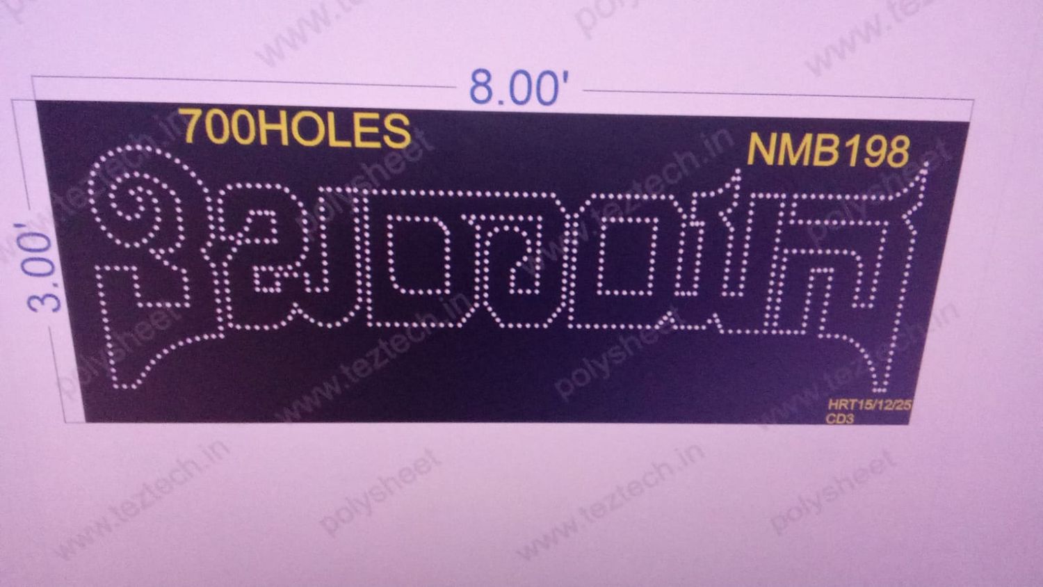 NMB198  NAME BOARD 3X8  FEET 700 HOLES