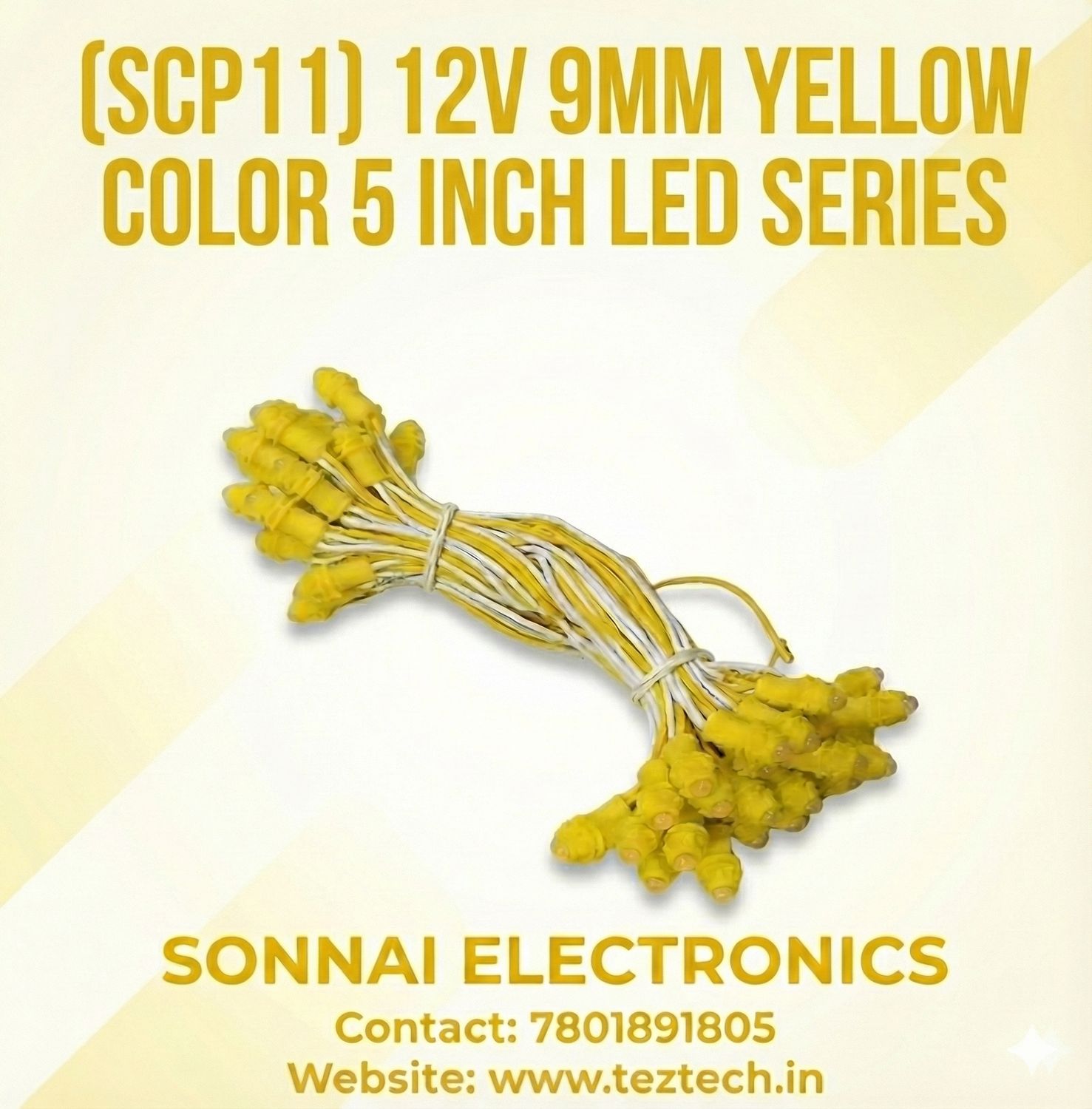 (SCP11) 12V 9MM YELLOW  COLOR 5 INCH LED SERIES