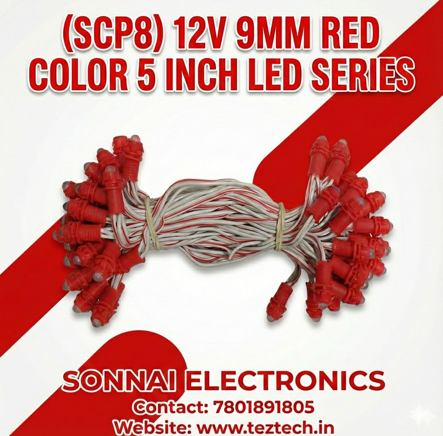 (SCP8) RED 5 INCH 12V 9MM