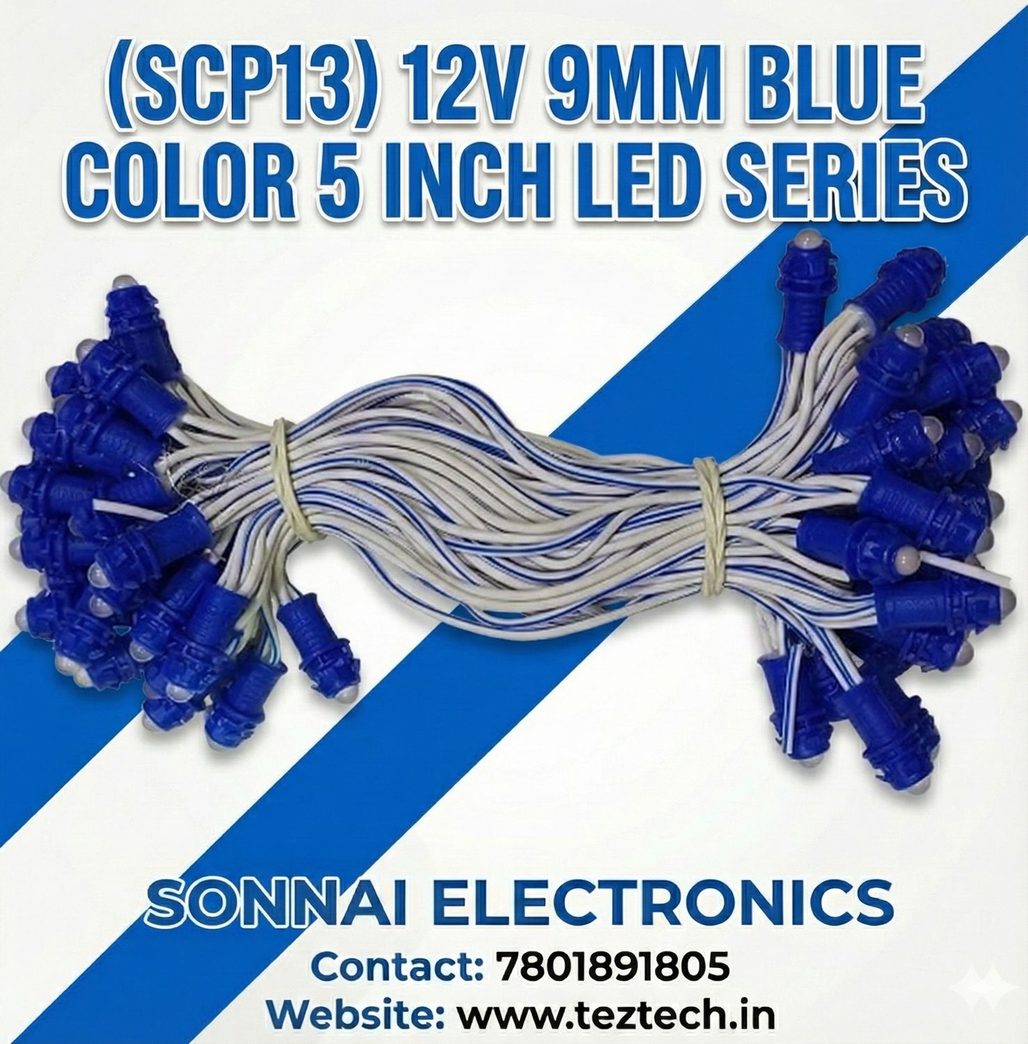 (SCP13) 12V 9MM BLUE COLOR 5 INCH LED SERIES