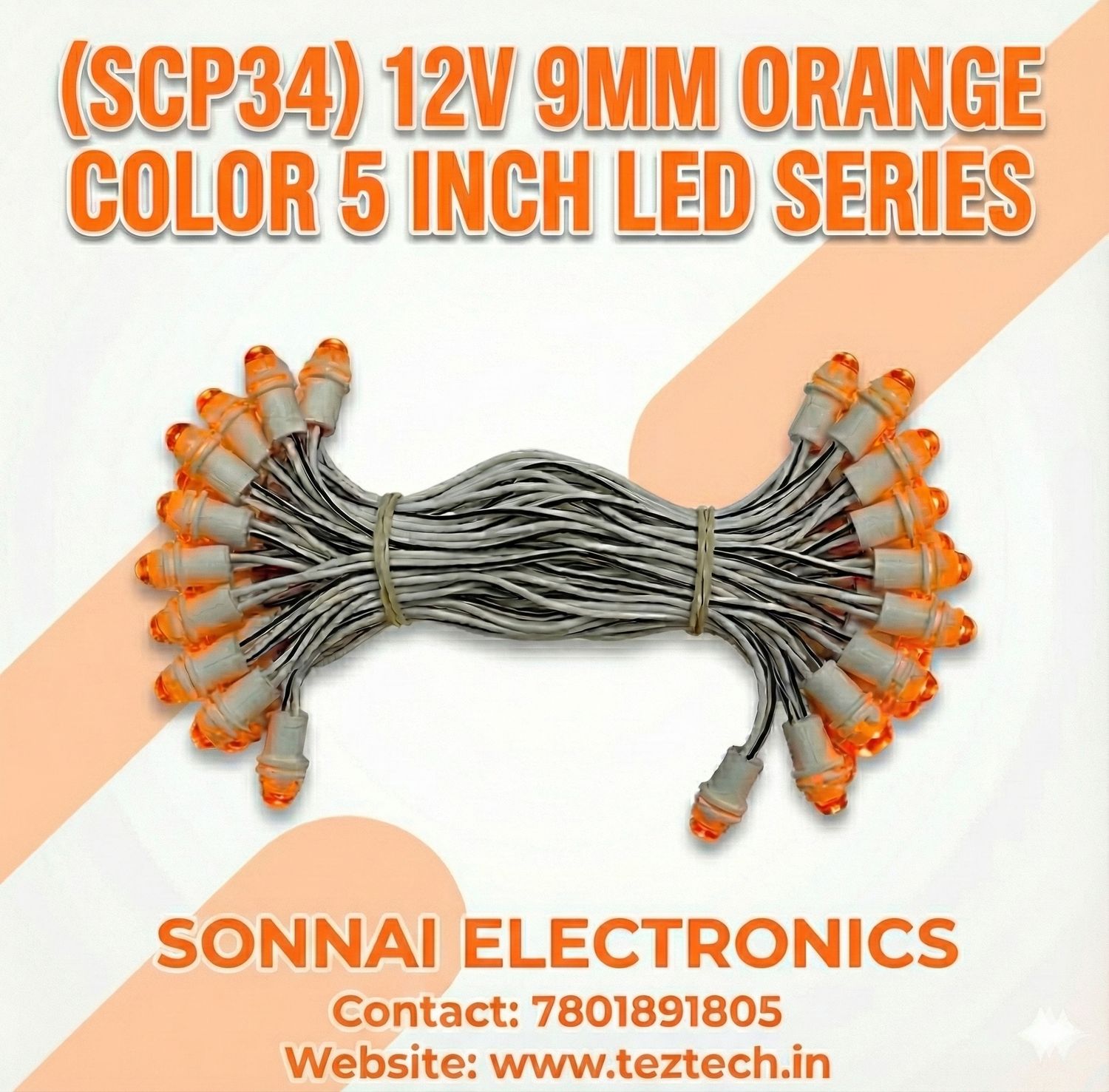(SCP34)  ORANGE 5 INCH 12V 9MM