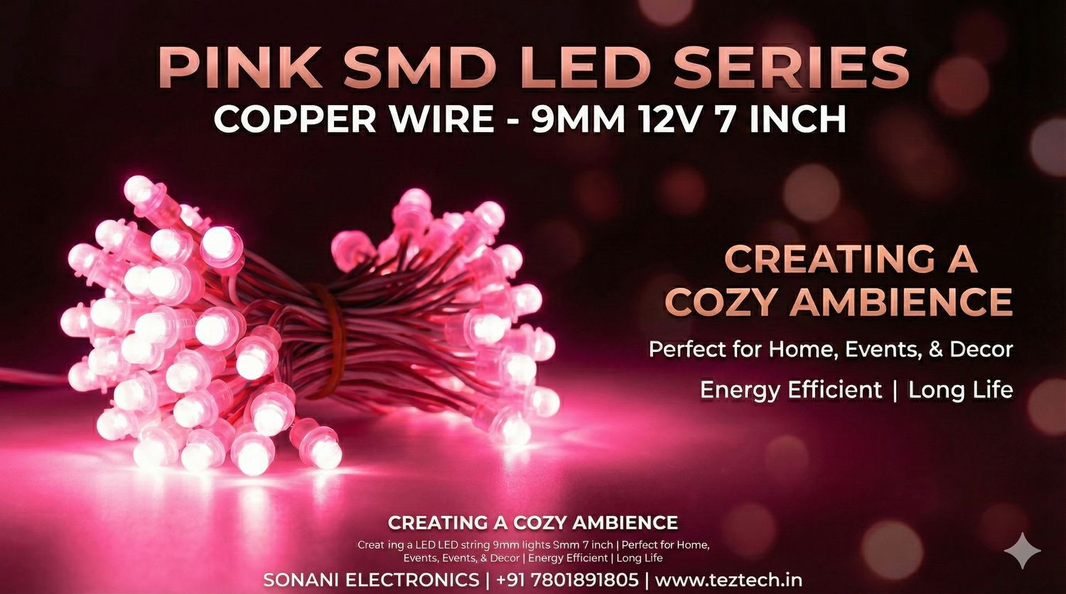 (SCP60) 9MM 12V 7 INCH SMD SERIES PINK  (COPPER WIRE)