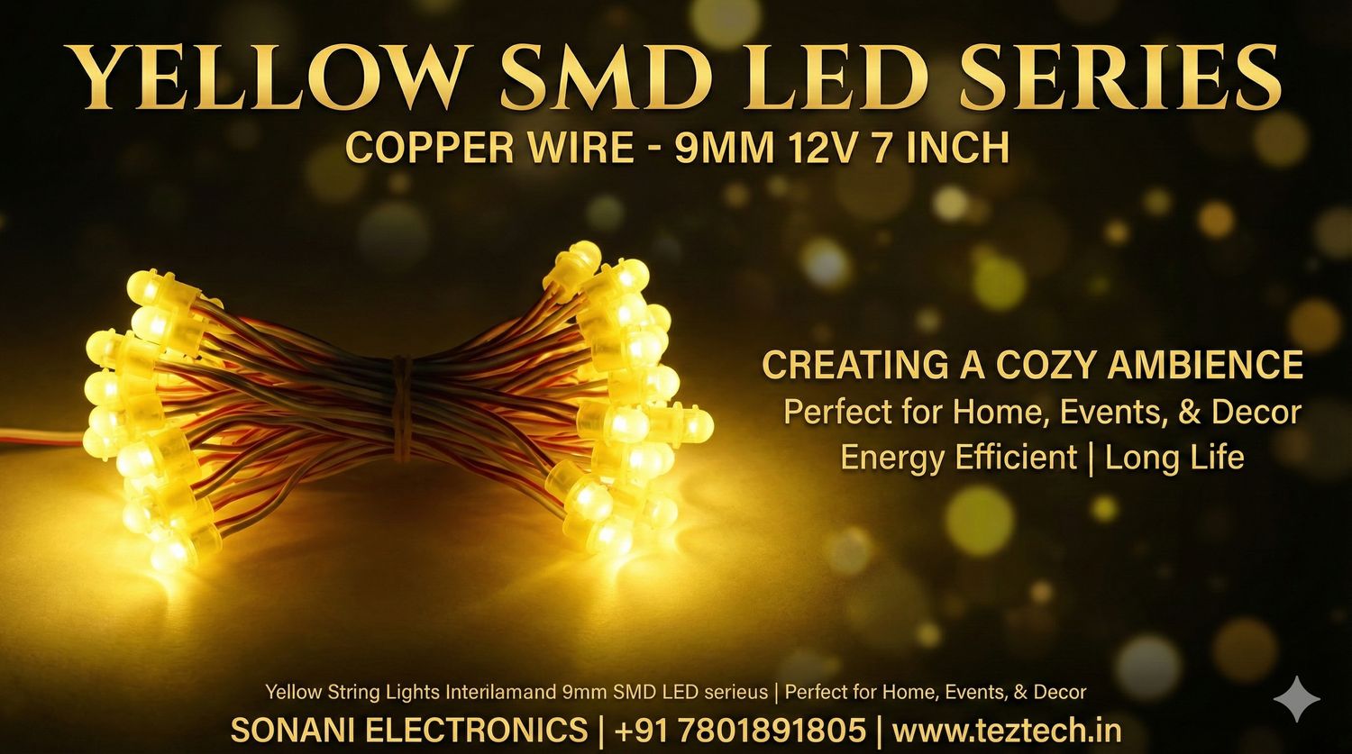 (SCP61) 9MM 12V 7 INCH SMD SERIES YELLOW  (COPPER WIRE)