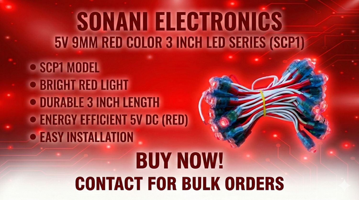 (SCP1) 5V 9MM 3 INCH RED COLOR LED SERIES