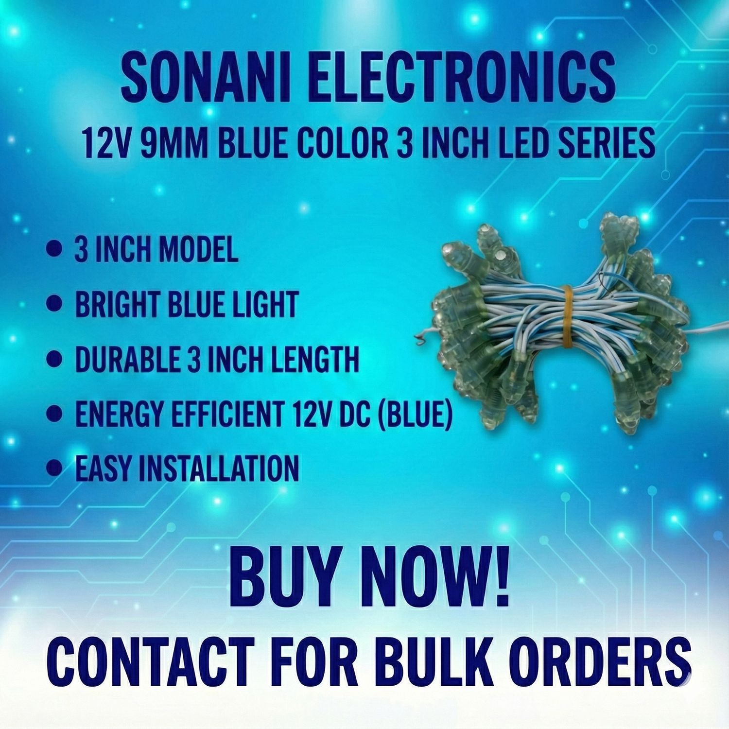 (SCP2) 5V 9MM 3 INCH BLUE COLOR LED SERIES