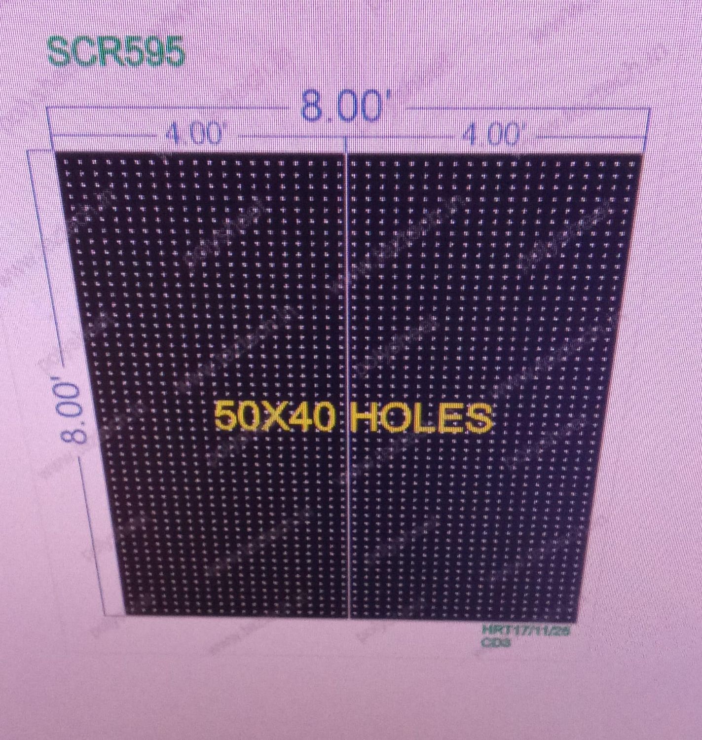 SCR595  8X8 FEET 50X40 HOLES SCREEN TOTAL HOLES=2000 (2 PARTS)