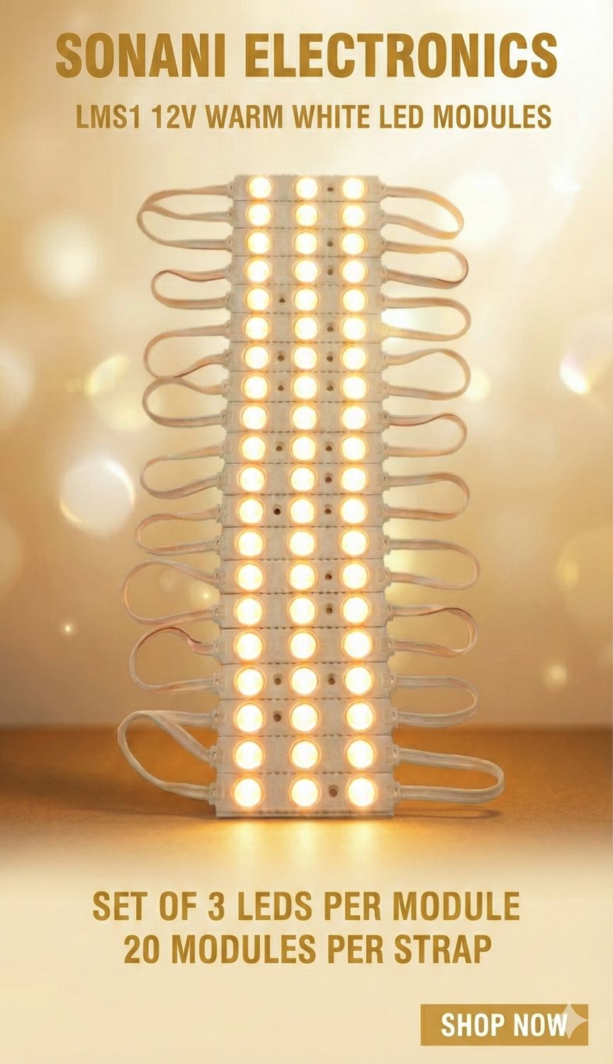 (LMS1) 12v WARM WHITE COLOR LED MODUAL SET OF 3LED,20 MODUAL PER STRAP