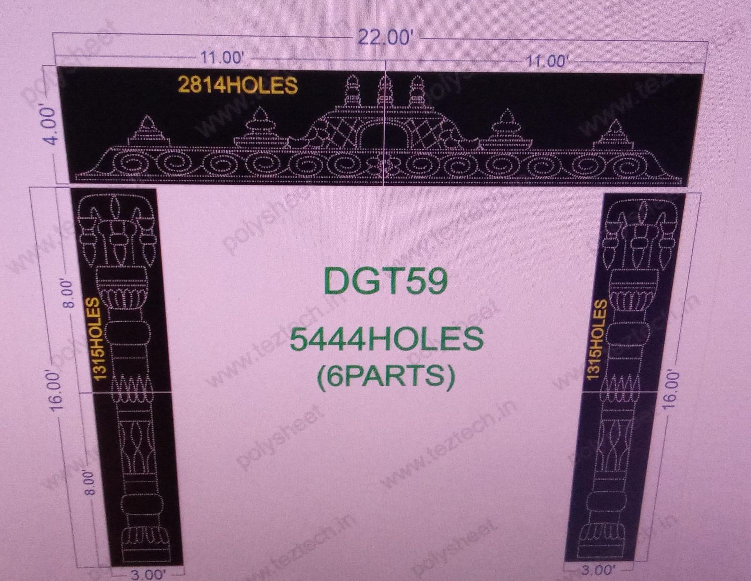 DGT59  DESIGNER  GATE 6 PARTS 20X22  FEET 5444 HOLES