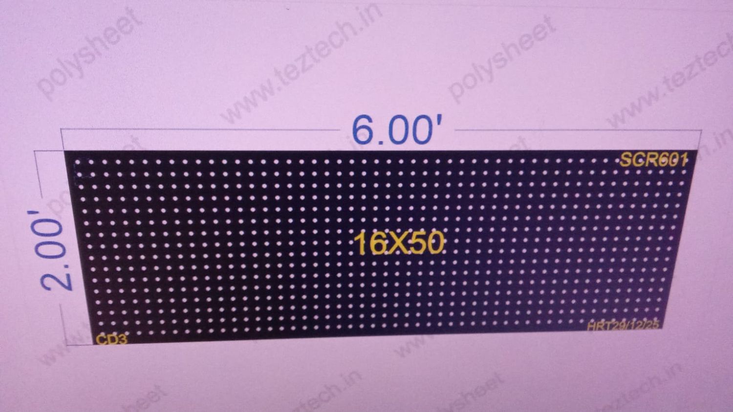 SCR601  2X6  FEET 16X50 HOLES SCREEN TOTAL  HOLES=800