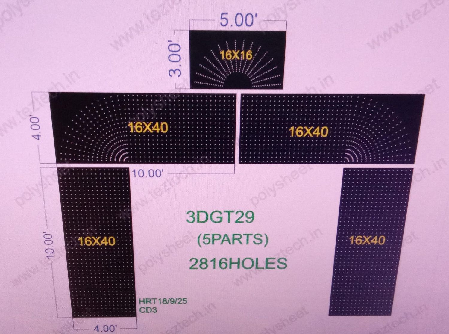 3DGT29 GATE  17X20  FEET 2816  HOLES  (5 PARTS)