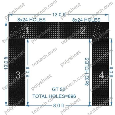 GT52 GATE52 896 HOLES , 2 FT PILLAR , 8 LED PER LINE