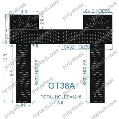 GT38A - GATE38A 1216 HLES , 2 FT PILLAR , 8 LED PER LINE