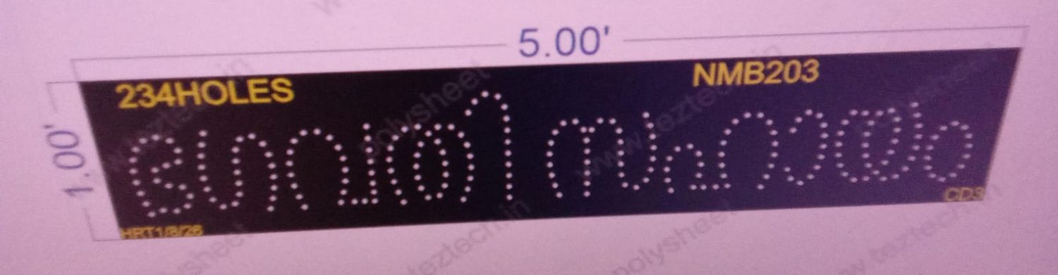 NMB203 NAME BOARD 1X5 FEET 234 HOLES